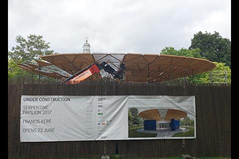 Francis Kéré’s Serpentine Pavilion under construction